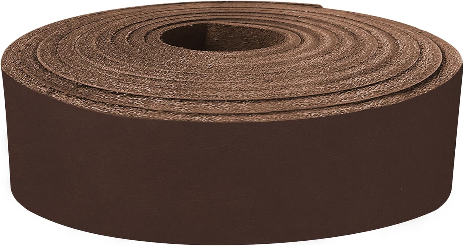 ELW 9-10 oz (3.6-4mm) Latigo Leather Belt Grade Straps & Strips | Size: 2.5"x60" (6.4x152cm) | Chocolate Brown | Full Grain Cowhide, Heavy Duty Holsters, Sheathes, Saddle, Straps, DIY Crafts