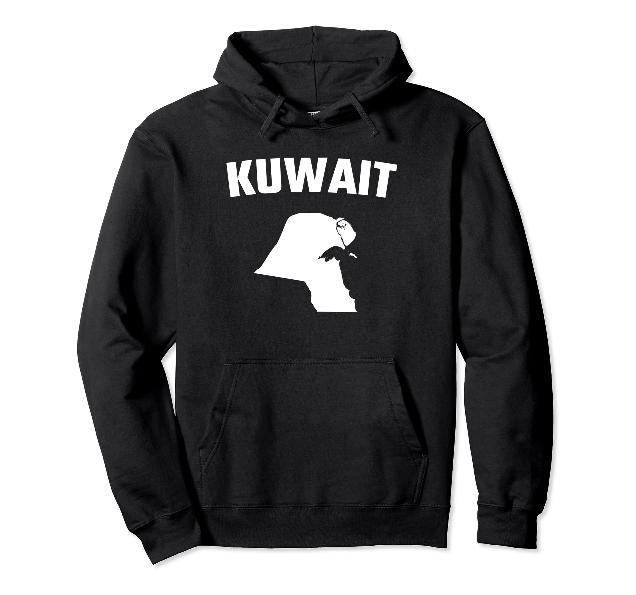 Isolated white silhouette of a map of Kuwait Pullover Hoodie