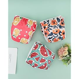 ALVABABY Swim Diapers 3pcs Baby & Toddler Snap One Size Reusable Adjustable Baby Boys\' Swim Diapers for Swimming Lessons 3SWY66A