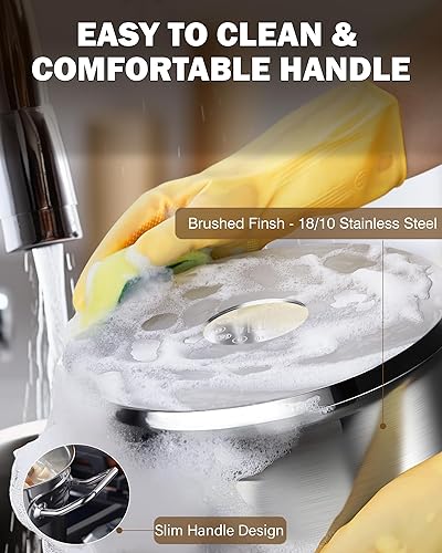 Miniatura 5 de Cooks Standard Sartén profunda con tapa, sartén profesional de 4 cuartos de galón de acero inoxidable 1810 con tapa, compatible con todas las estufas