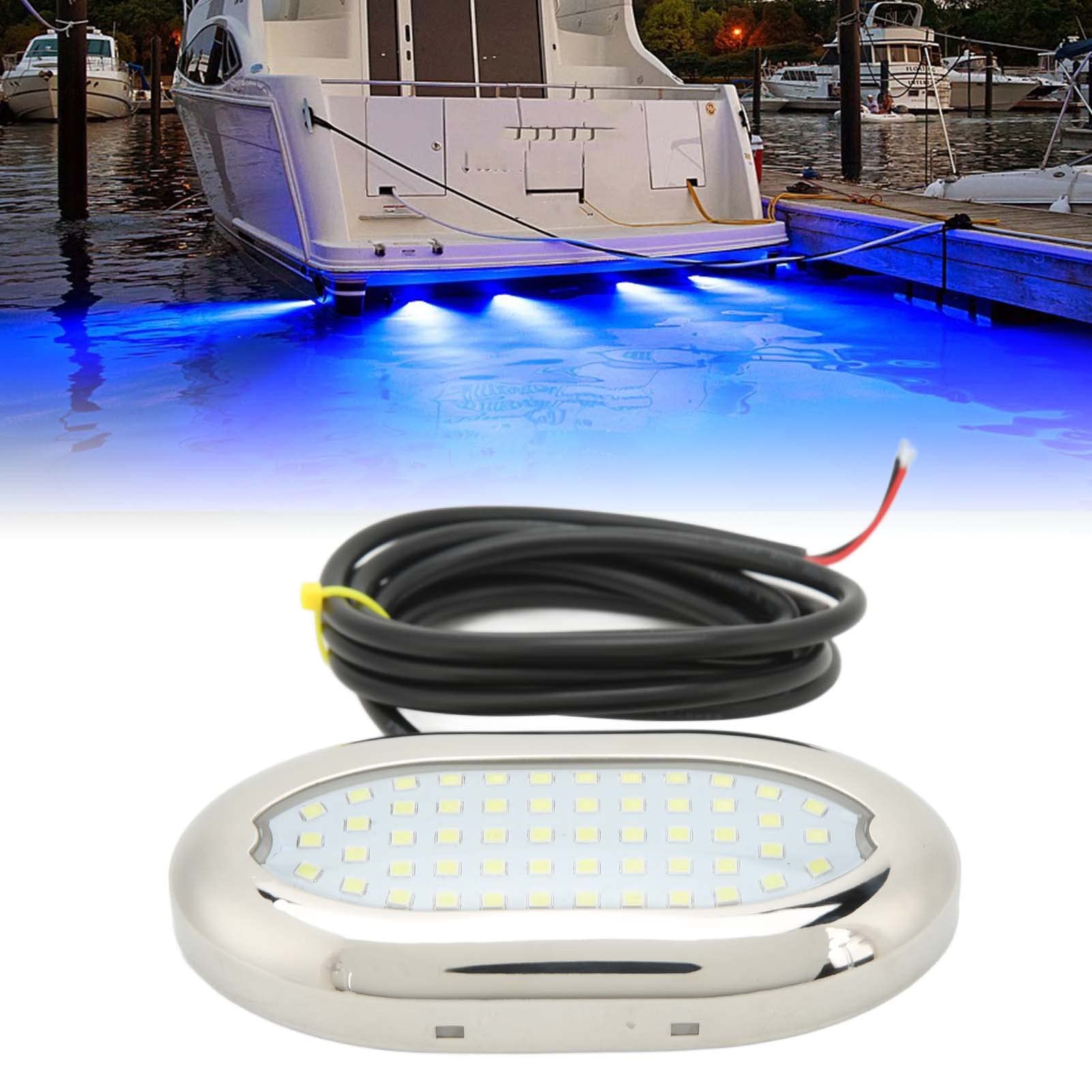 Focket Luz Subacuática para Botes, 3.2W 12V 54 Cuentas de Cristal LED IP68 Impermeable Luces de la Piscina Durable Luz de Pesca Submarina para Caravana Casa Rodante Baño Barcos Yates (Luz Azul)