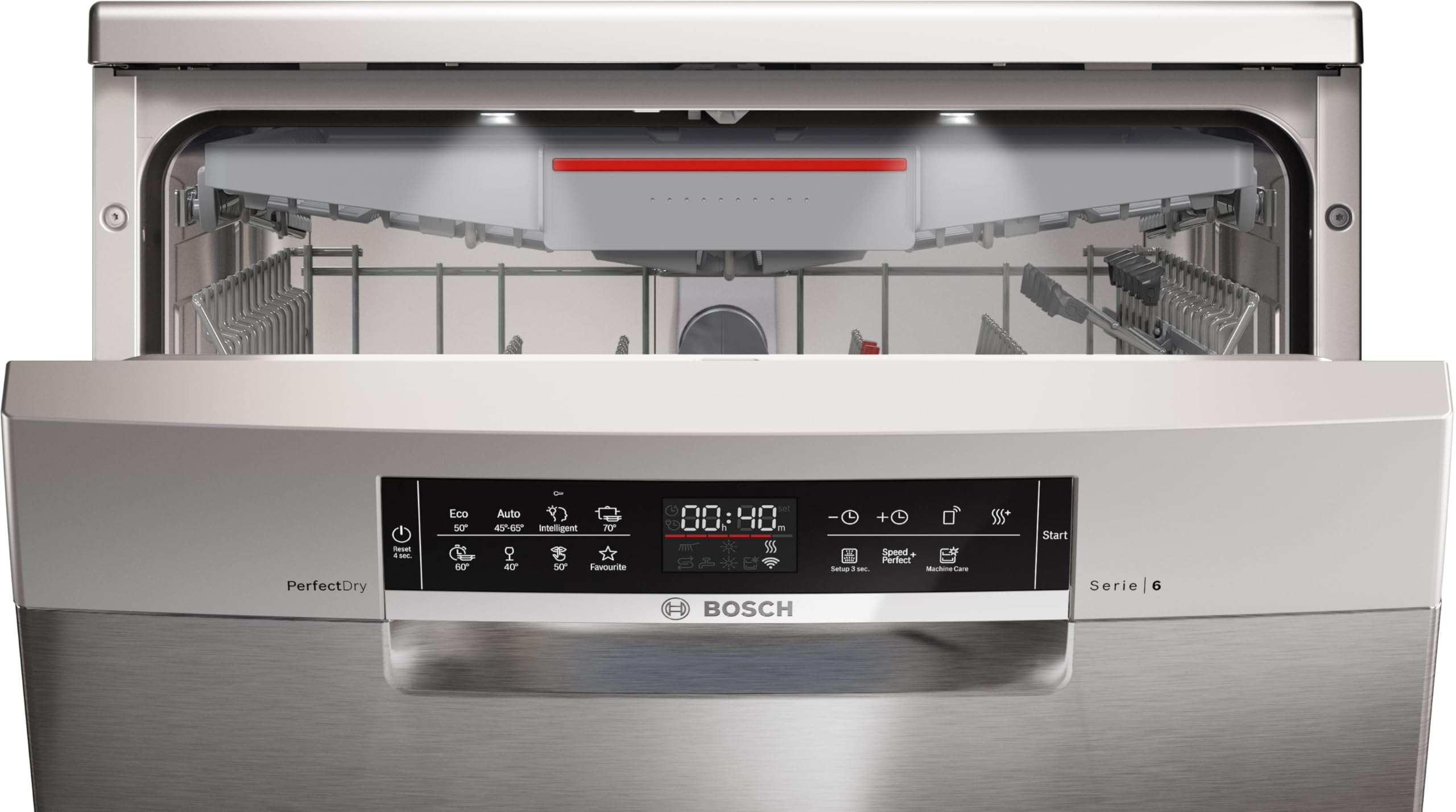 Bosch SMS6ZCI16E - Lavavajillas de pie serie 6 con cajón para cubiertos, 60 cm, Home Connect, programa inteligente, RackMatic, programa silencioso, Silver Inox