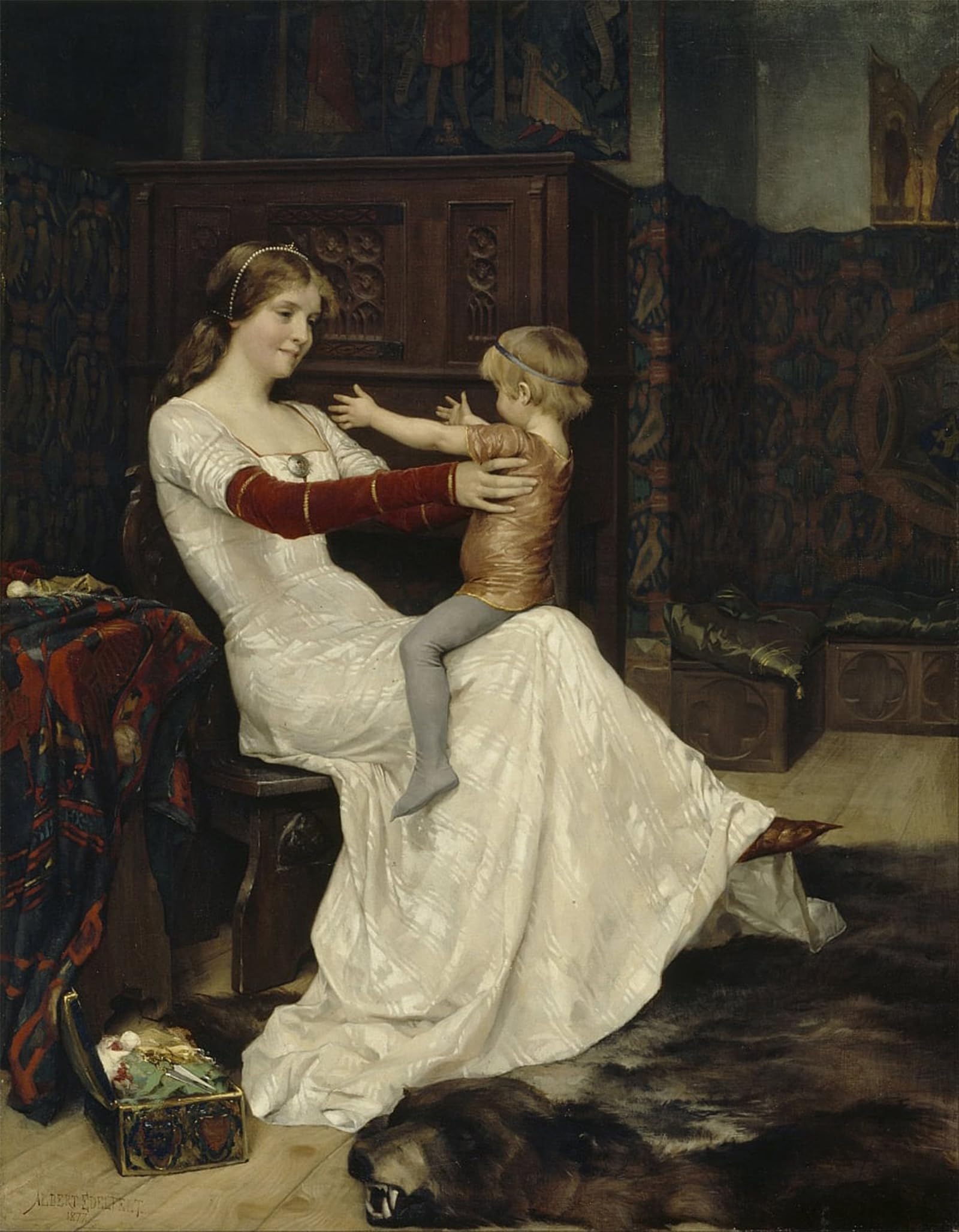 SERENDIPITP Vintage Picture Print on Canvas Wall Art Poster Queen Bianca by Albert Edelfelt Artwork Print Poster for Wall Decor 60x90cm
