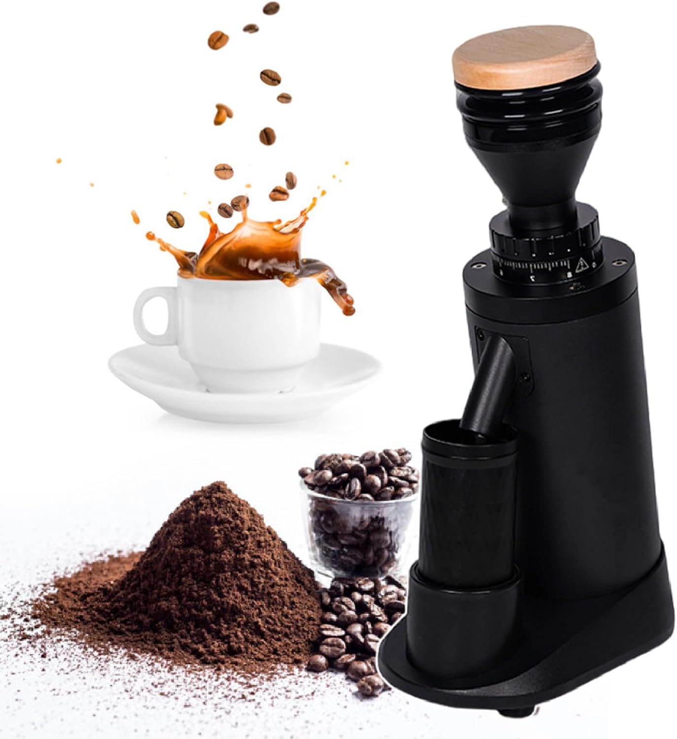 Variable Speed Single Dose Grinder, Consistent Grind Ti-Plated Stainless Steel Conical Burr Coffee Grinder Conical