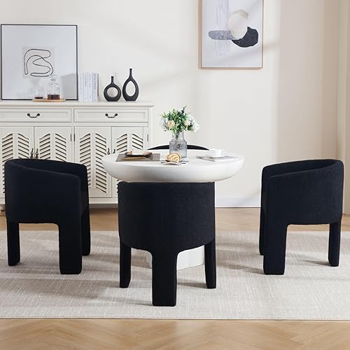 Miniatura 38 de Sillas de Comedor Modernas Tipo Barril Juego de 8, Sillas Laterales de Acento Tapizadas en Terciopelo con Brazos Cómodas Sillas de Tocador de