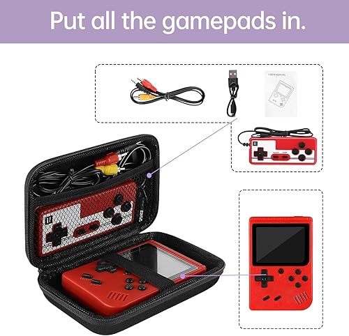 Miniatura 4 de Funda de consola de juegos de mano retro, caja de transporte para mini jugadores de juegos retro de viaje para cable de carga, tapones para los