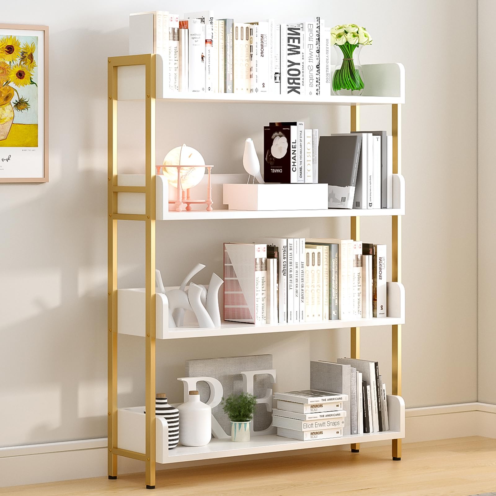 Amazon.com: OSCHF Wide Open Shelf Bookcase - Modern 4-Tier Floor