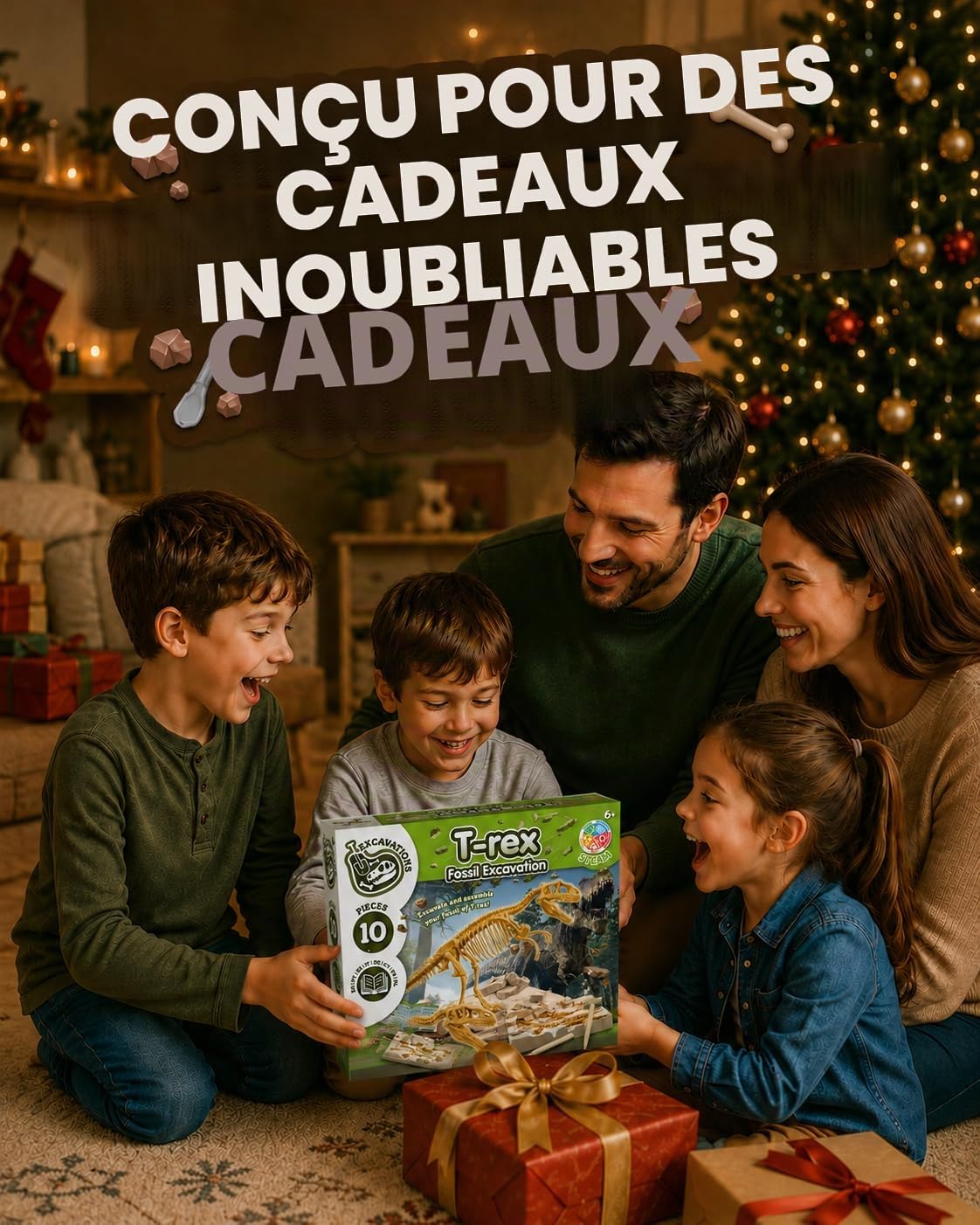 Science4you Dinosaure T-Rex Kit de Fouille pour Enfants +6 Ans - Excaver et Assembler Fossiles, Jeu d'Archéologie