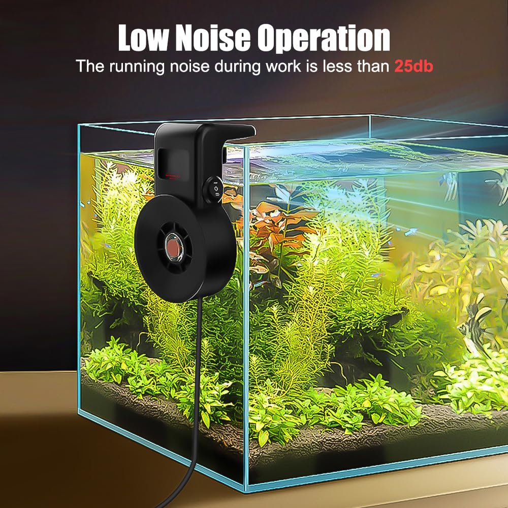 DONGKER USB Aquarium Lüfter, Wandmontierter Aquarium Wasserkühler, 2 Einstellbarer Windgeschwindigkeiten, geräuscharm Tank Kühler für 200 l, bis zu 8 mm dickes Süßwasser-Salzwasserbecken