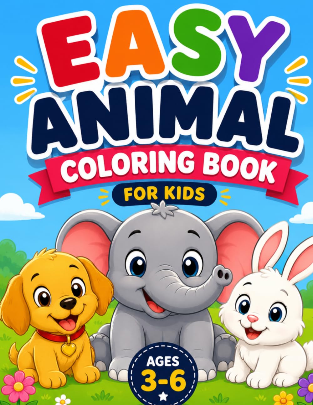 Easy Animal Coloring book: Big, Simple, Cute Animals