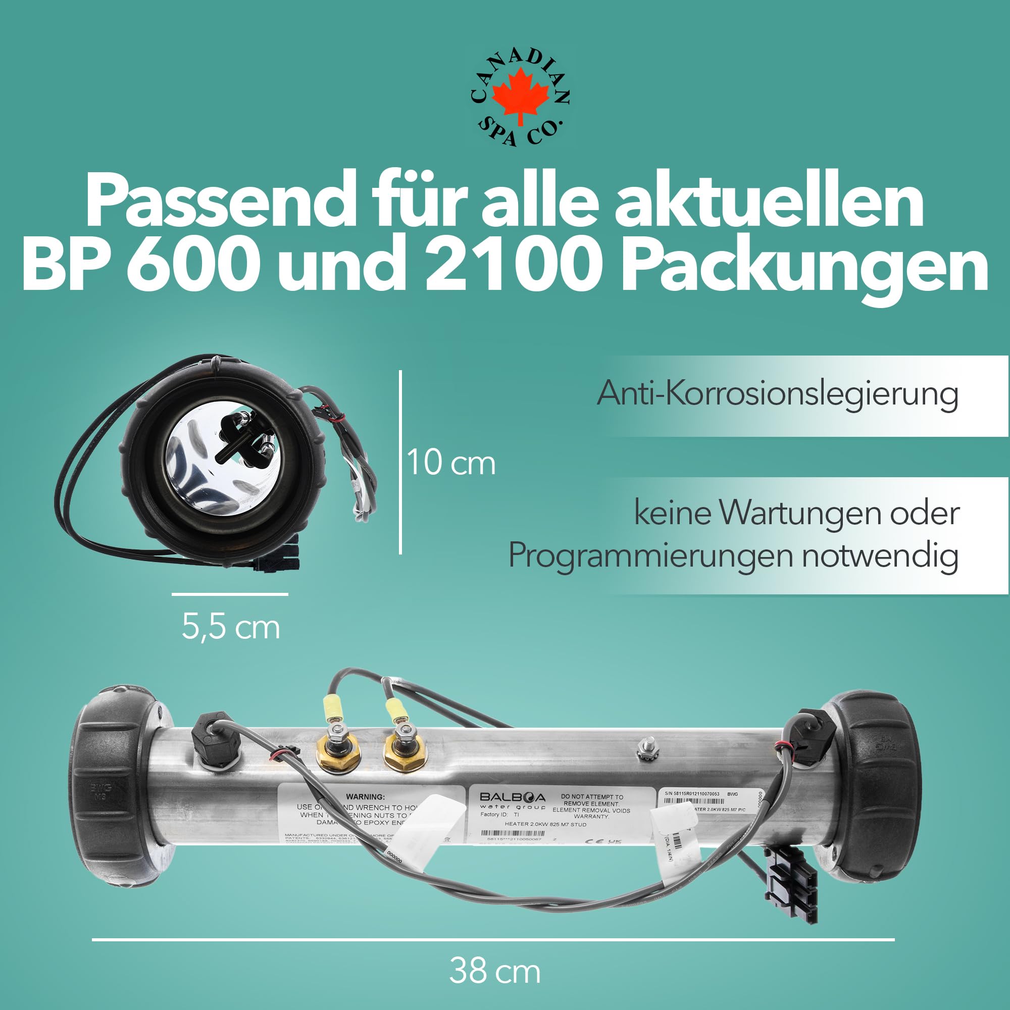 CANADIAN SPA CO. Hot Tub Heizung 3 kW BP Heizer mit Molex Plug (M7), Hot Tub Heizung Plug N' Click für BP600/2100