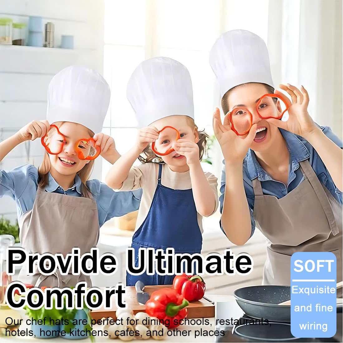 24 Stücke Kochmütze Einweg Verstellbare Kochmützen Vliesstoff Kochmütze Set 9 Zoll für Küche Hausarbeit Restaurant Kochparty Catering Kochmütze Einweg,Verstellbare Kochmützen Vliesstoff 29cm*23cm