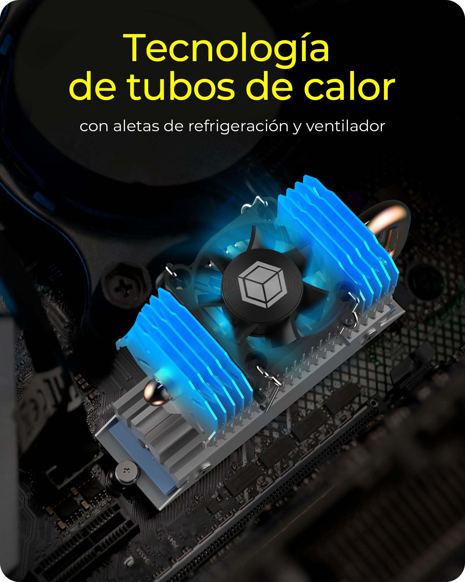 ICY BOX M.2 Heatpipe Cooler con ventilador de 30 mm de altura para SSD M.2 (2280), Aluminio, Plata