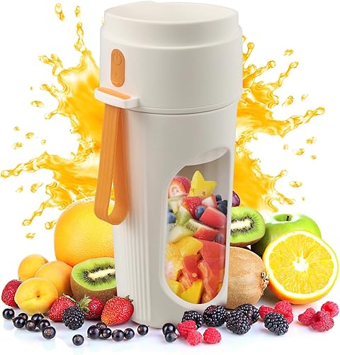 Licuadora portátil para batidos, licuadora personal para batidos y jugos frescos, capacidad de 12 cuchillas, 15.2 fl oz, batería recargable de 1500