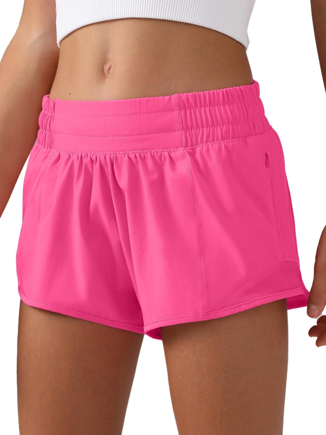 MCEDAR Girls Athletic Shorts with Liner, Quick-Dry Lightweight Active Workout Sports Running Shorts with Zip Pocket