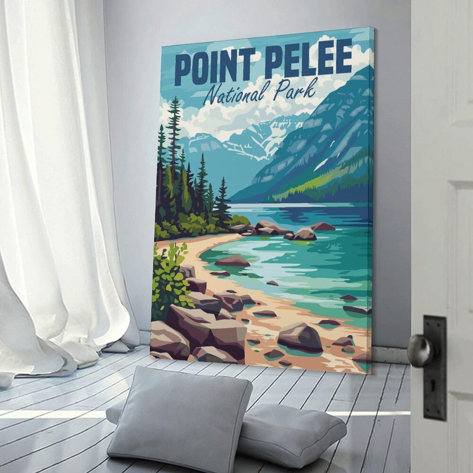 Junmoney Canvas Wall Picture Point Pelee National Park, 12x18inch(30x45cm), for Bedroom Decor, Cosy Corners Or Studios, A Warm Accent for Relaxed Interiors