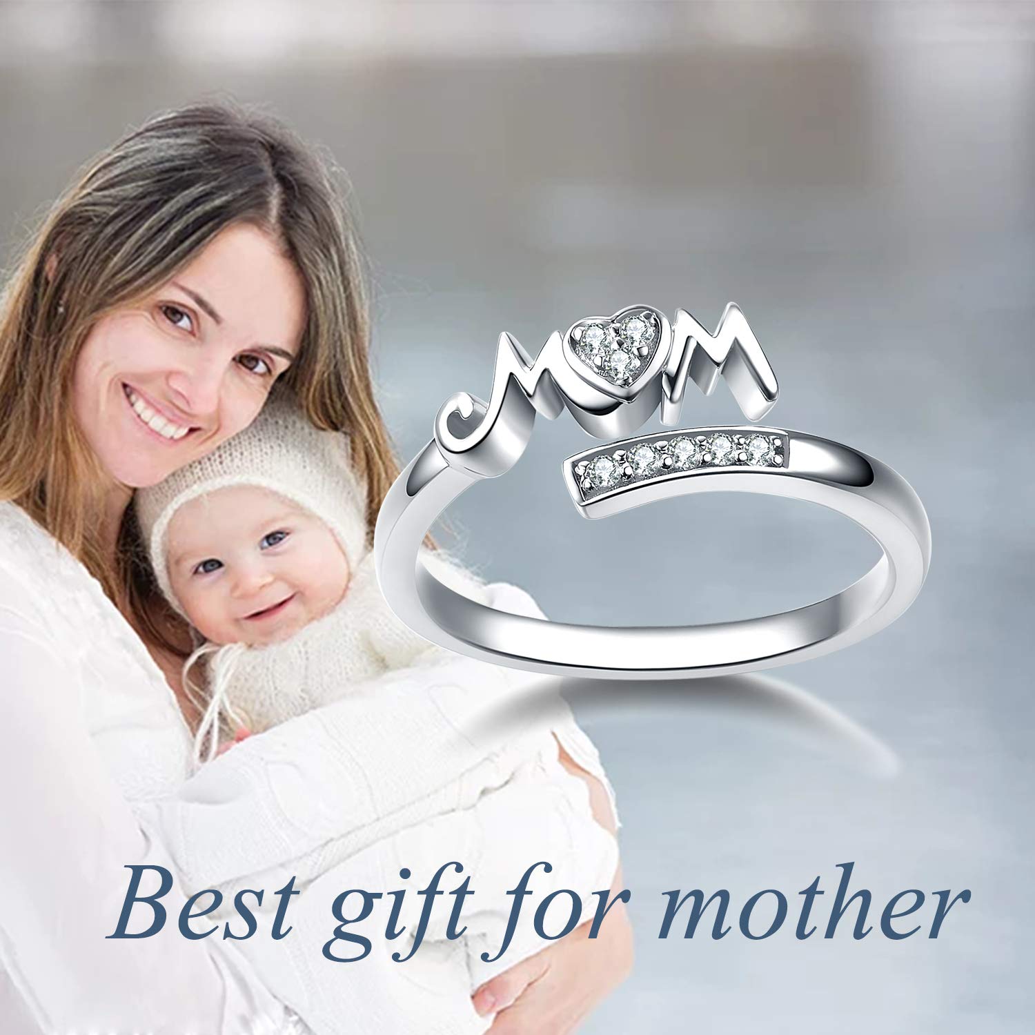 YAFEINI Mamma anelli in argento Sterling 925 con anelli per mamme e mamme, gioielli per donne, Metallo