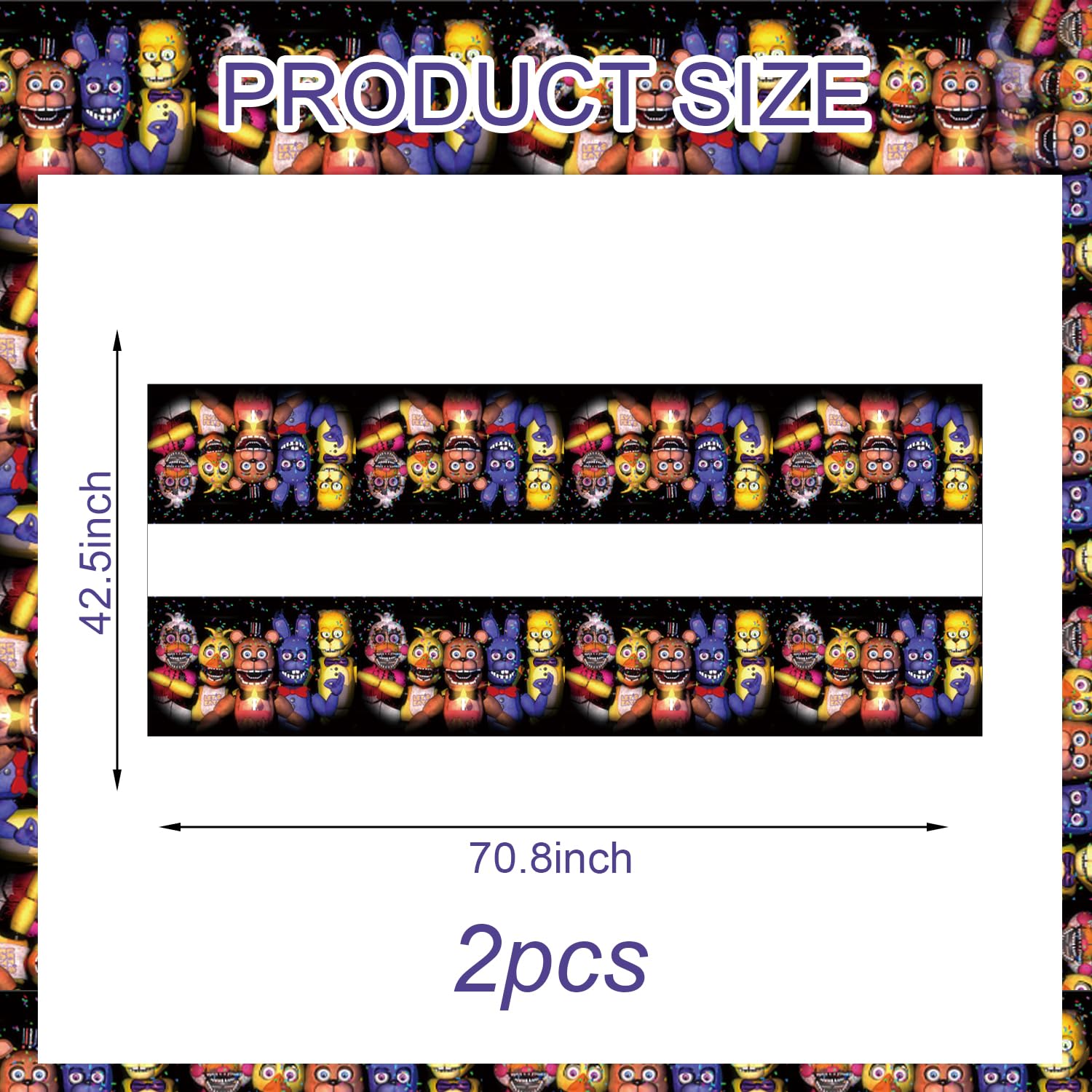 WOLEN 2Pcs Five Nights Tablecloth Disposable Tablecover Birthday Party Supplies and Decorations for Kid Boy Baby Shower Rectangle Tables 70