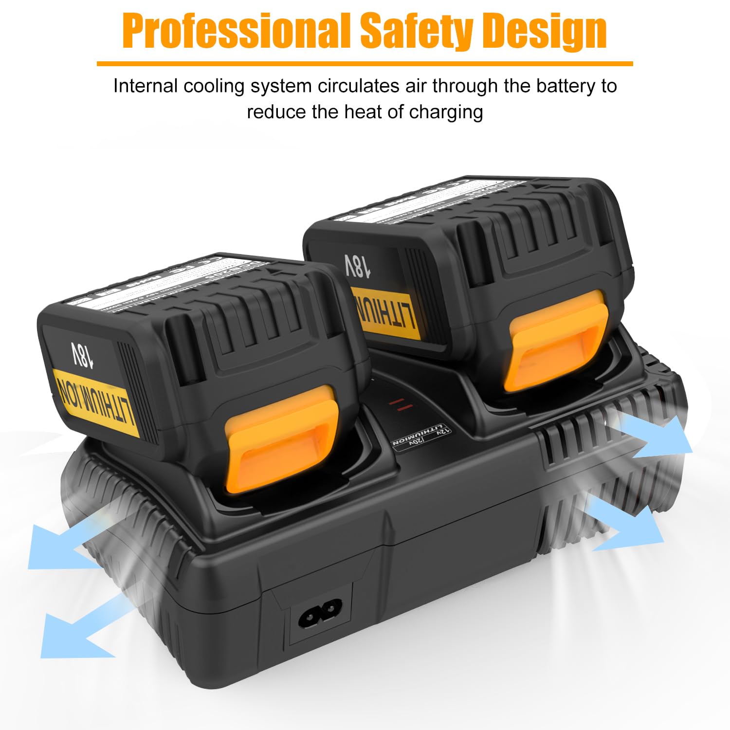 Energup 2 Piezas 18V 5.0Ah Batería con Cargador Repuesto para DeWalt 18V Batería DCB184 DCB182 DCB180 DCB181 DCB200 DCB205