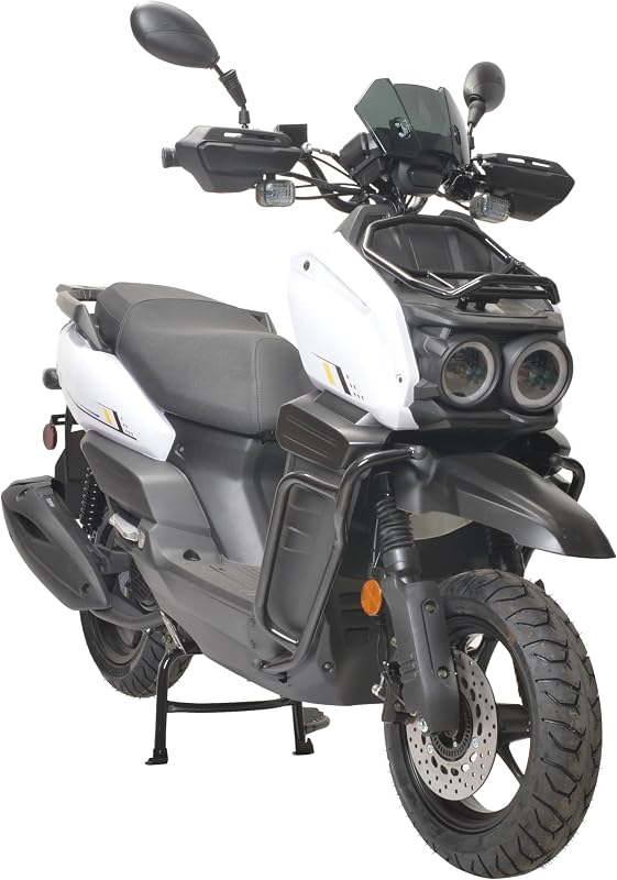 HHH motorcycle 150cc Scooter Tank 150 Scooter Moped Gas 150cc Motorcycle Fully Automatic Adult Street Bike Cvt transmission and 12 inch Aluminum Wheels ( White color )