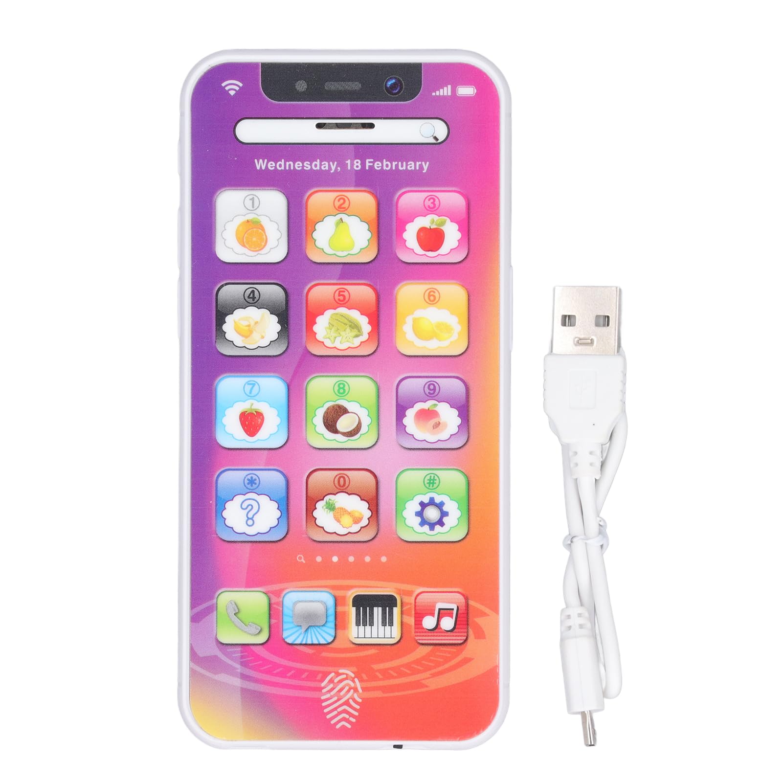 Baby Learning Cellphone Toy,Kids Phone Toys,Mobile Phone Toy for Children Educational Learning Machine,Adjustable Volume Learning Mobile Cellphone with USB Recharge Cable (Purple)