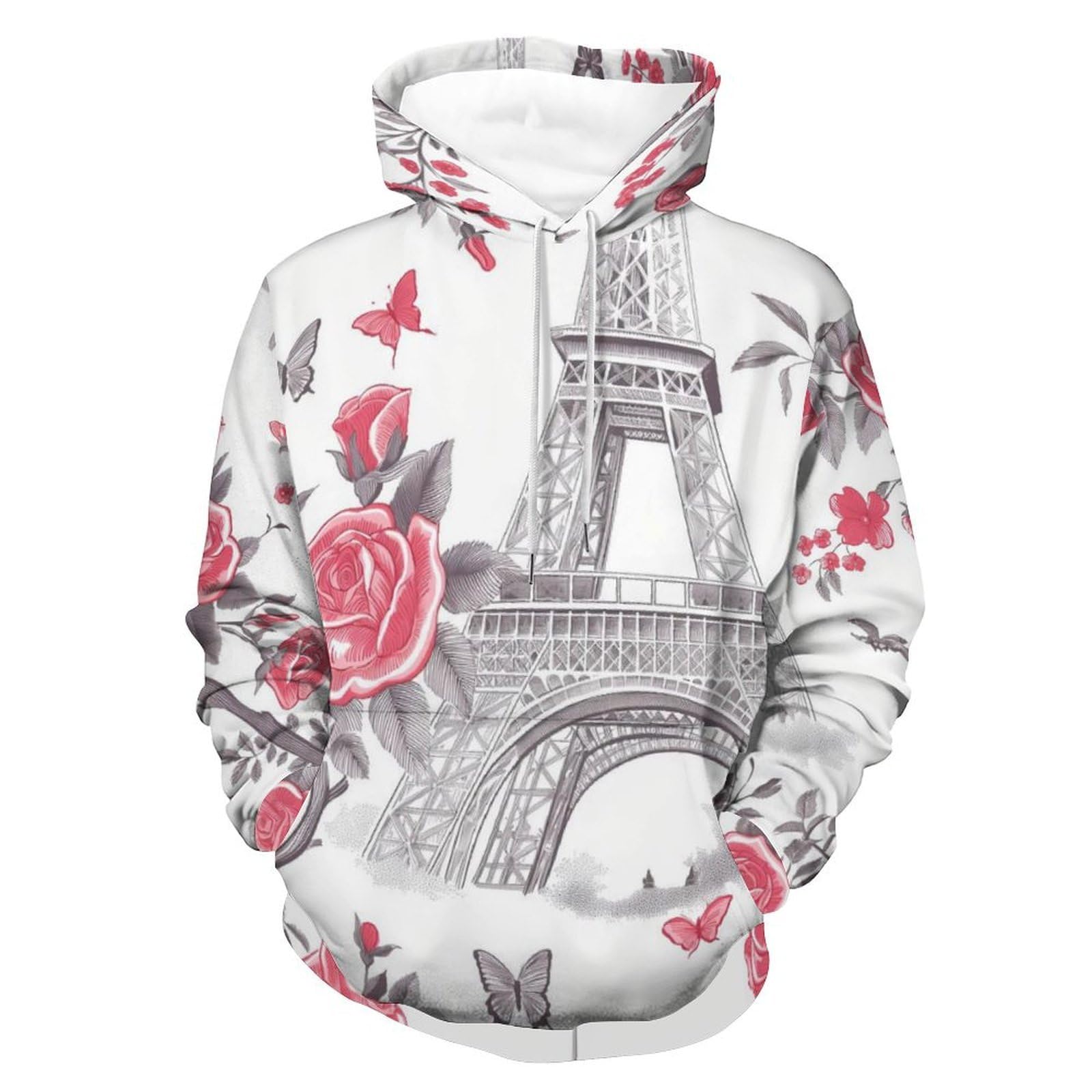 Sweatshirt Tour de Roses chaud avec capuche protectrice et poche pratique - 8