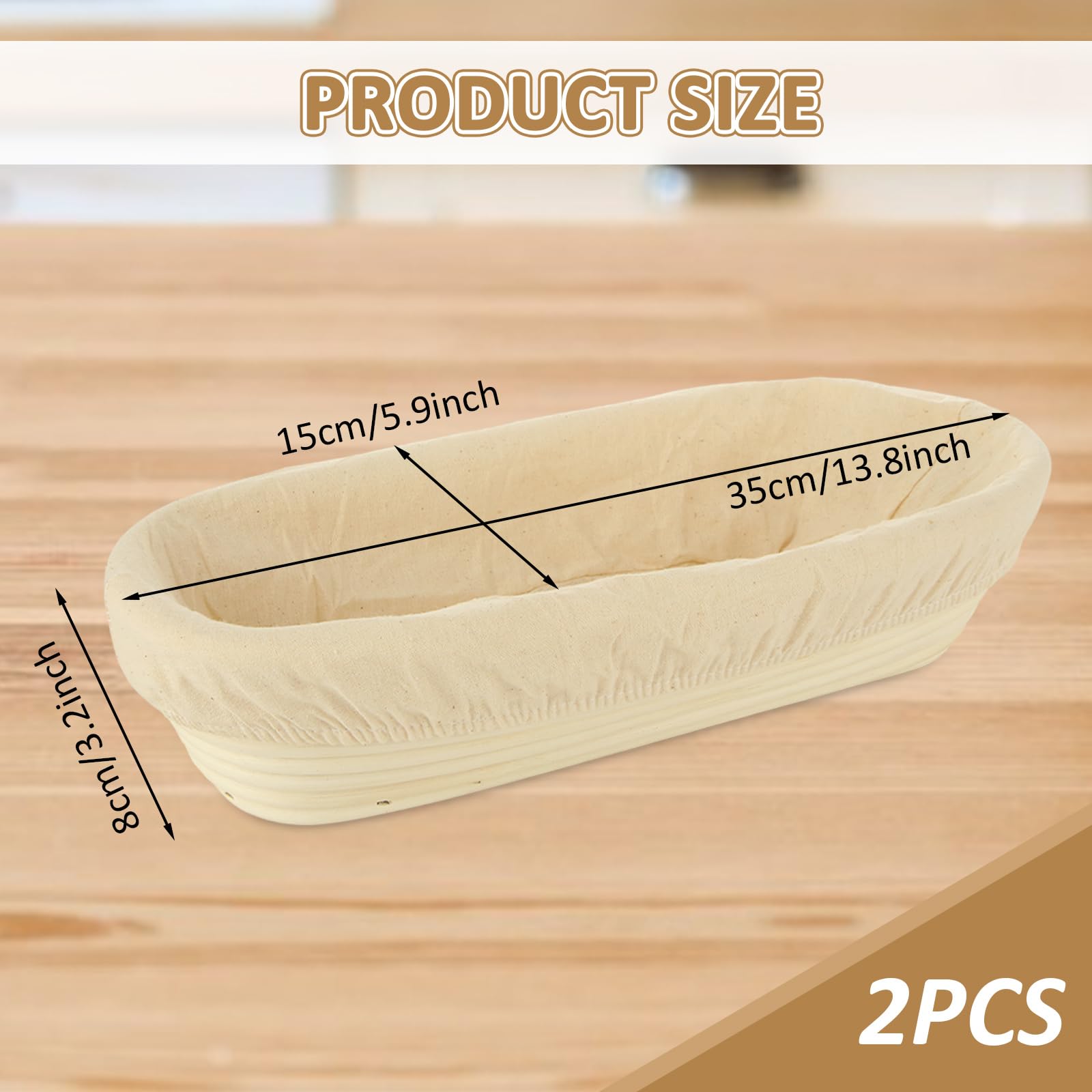 Cesta de prueba de pan Baguette Banneton de 15 pulgadas
