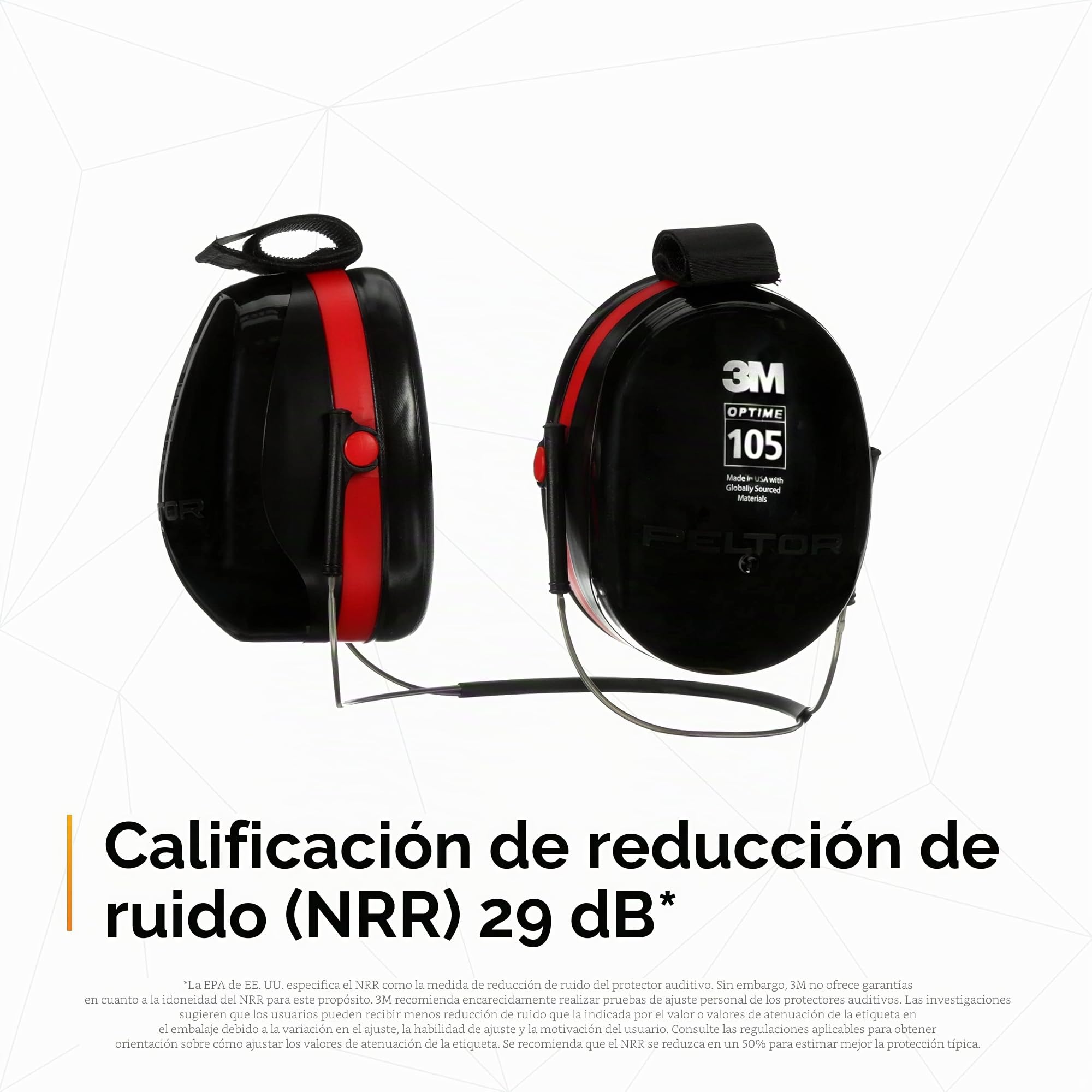 3M Peltor Optime 105 - Orejeras con banda para el cuello, protectores de oído, protección auditiva, NRR 29 dB