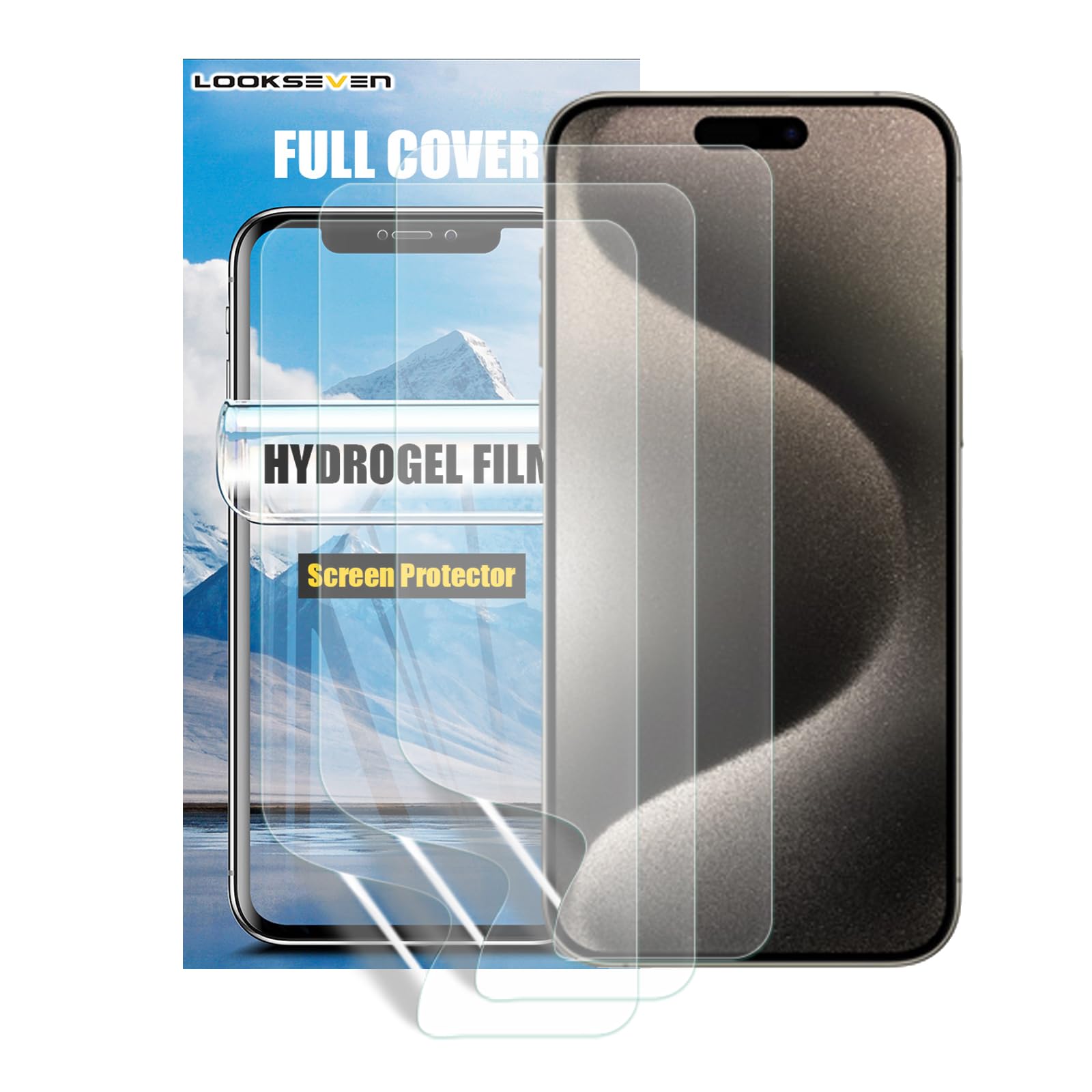 LOOKSEVEN 3 Pack TouchScreen Protector for iPhone 15 Pro Max, Soft High Sensitivity TPU Film, Not Tempered