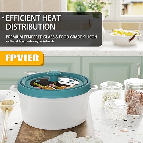 Miniatura 2 de Cubierta plegable para salpicaduras de microondas, tapa de silicona ventilada y vidrio con mango de fácil agarre, se adapta a platos y cuencos de 6