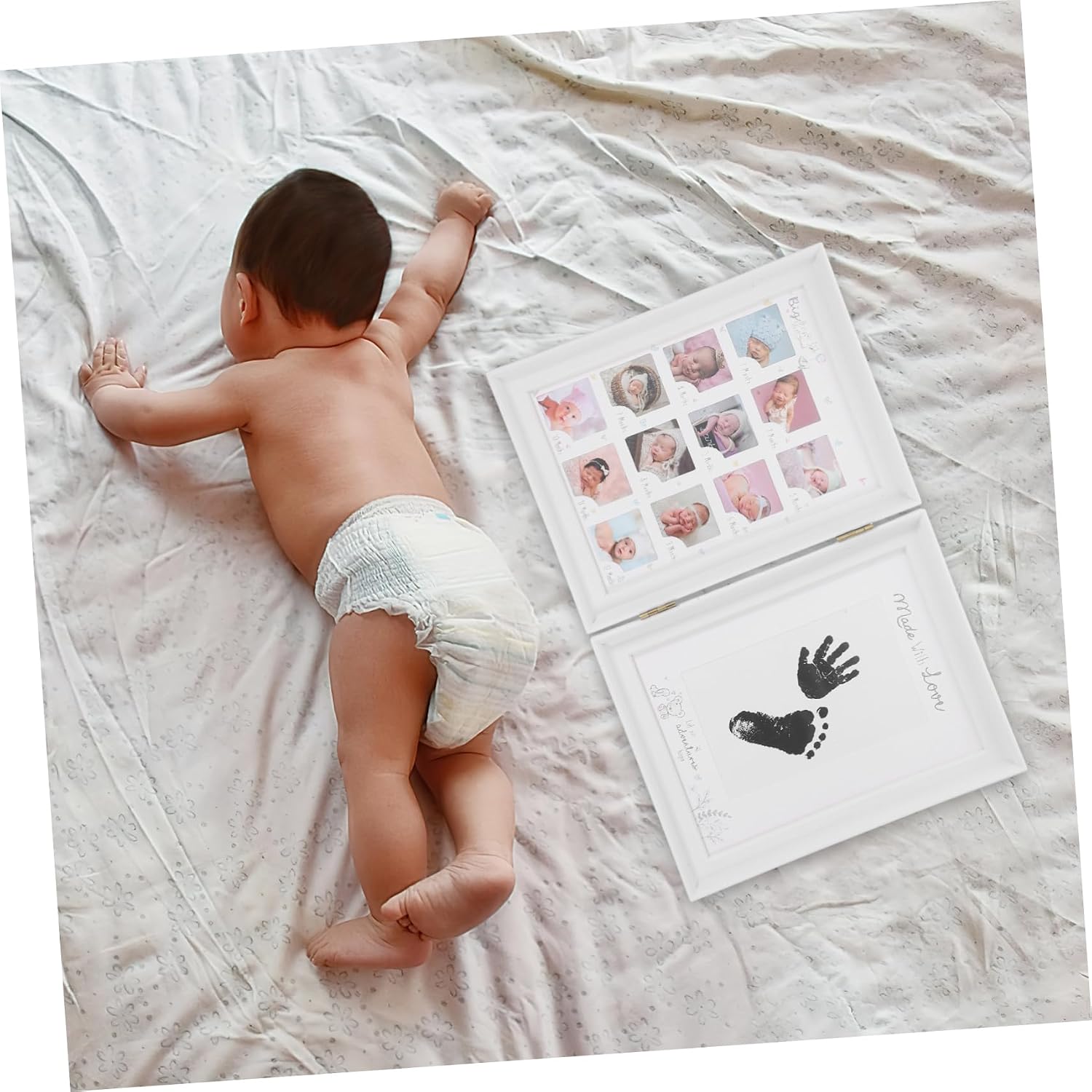 Ciieeo Baby Growth Commemorative Photo Frame Photo Frame Handprint Footprint Holder