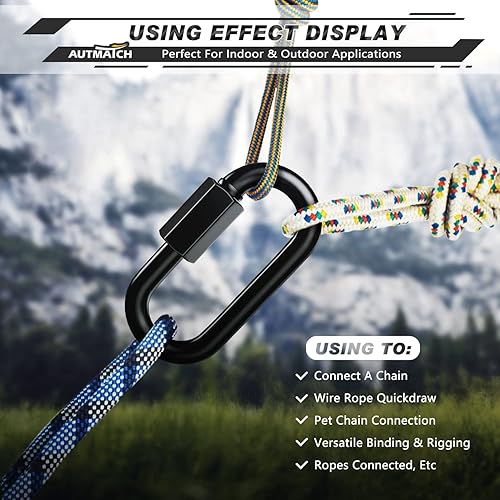 Miniatura 42 de AUTMATCH Clips de mosquetón, 3 pulgadas, gancho de resorte caribeño, hebilla resistente, mosquetones de bloqueo de cadena, eslabones rápidos