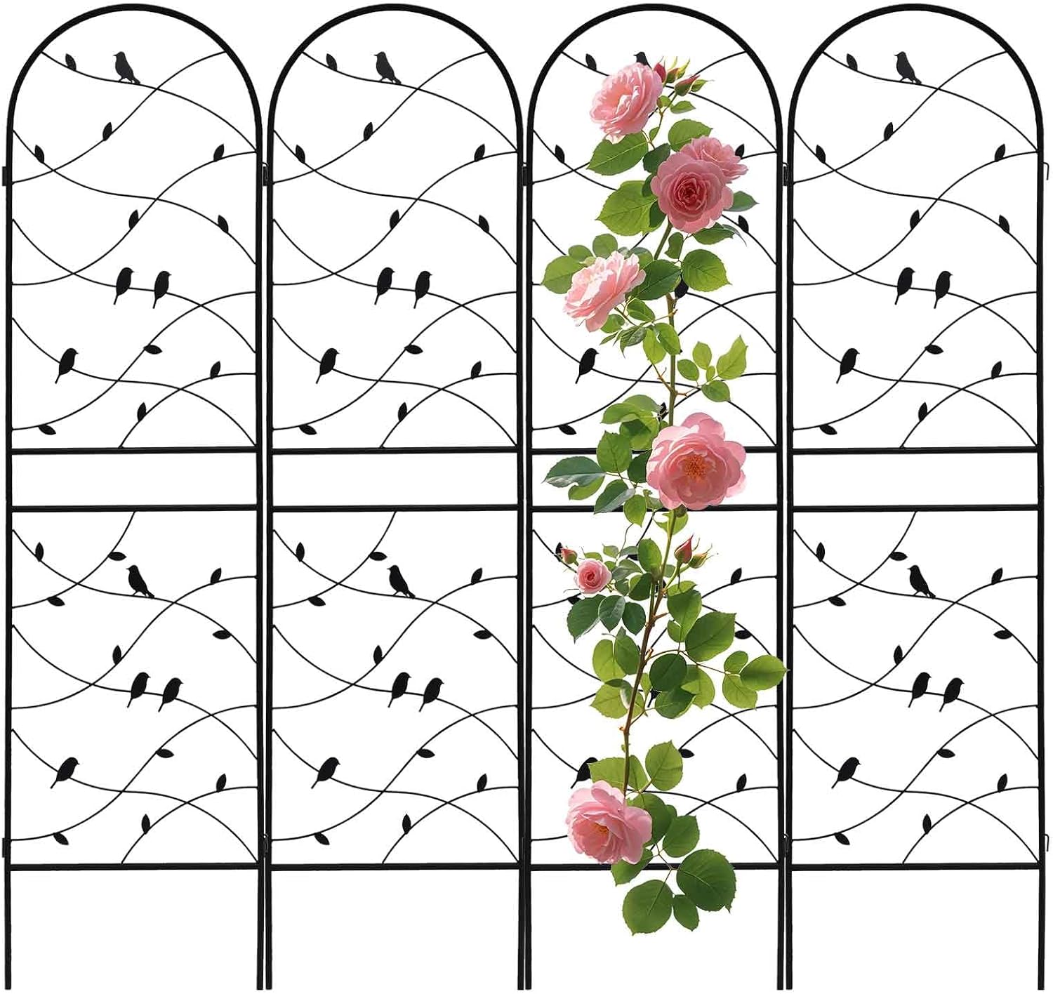 4 Pack Garden Trellis for Climbing Plants 71'' x 19.7''，Black Metal Garden Trellis，Heavy Duty Rustproof Plant Trellis for Rose Vine Vegetable