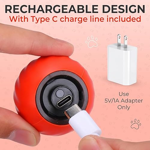 Miniatura 6 de Pelota de juguete interactiva para gatos, activada por movimiento, recargable por USB, para gatos de interior con cubierta antiarañazos y 2 colas