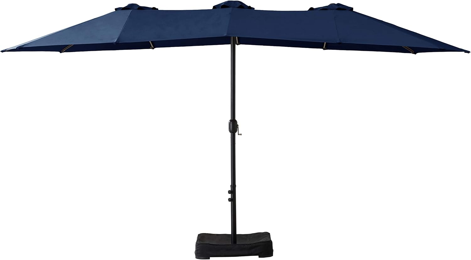 Amazon Basics Oversize Outdoor Market Patio Umbrella with Base - 15 x 6.9 Feet, Navy Blue