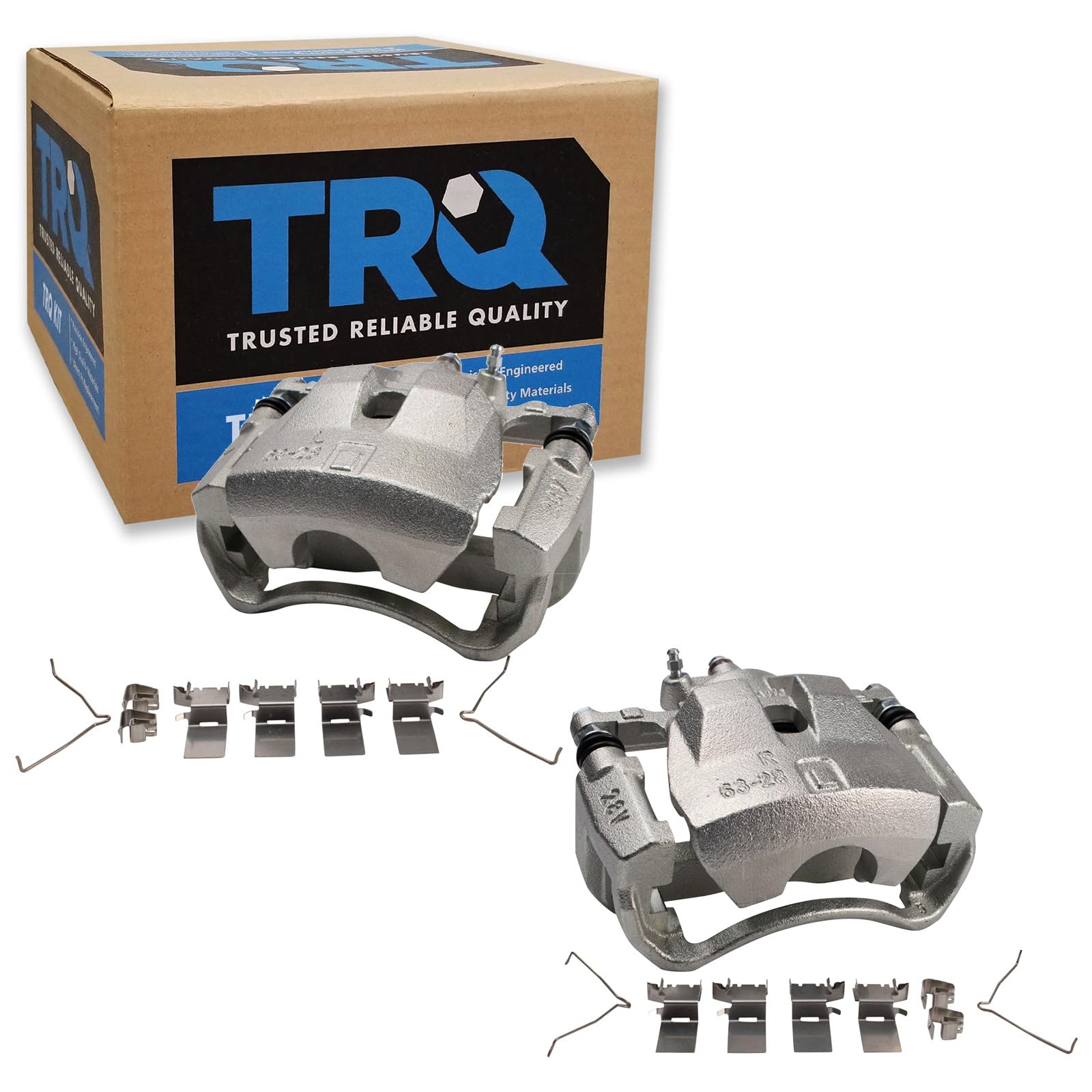 TRQ Front Left and Right Brake Caliper Set Caliper Brackets Hardware