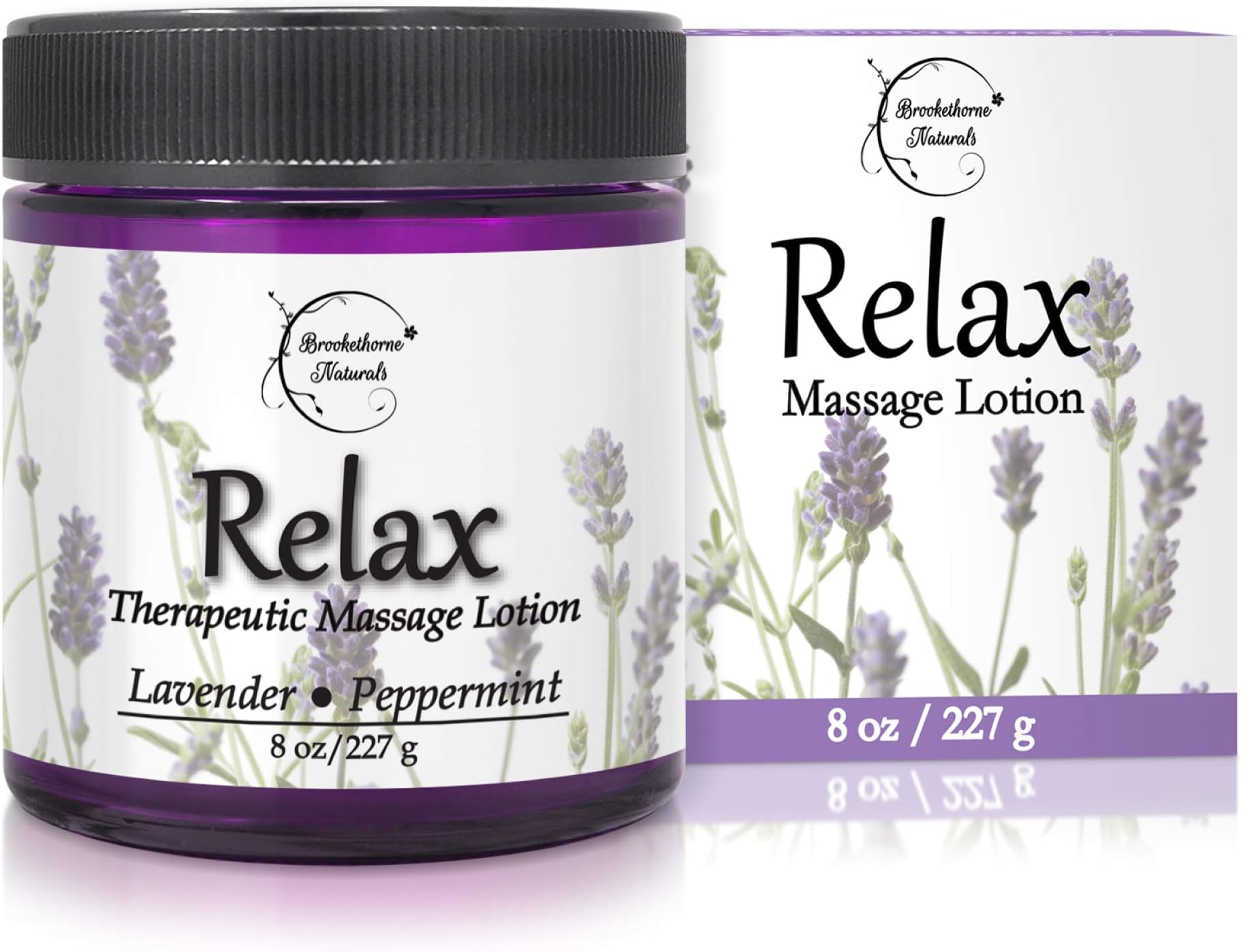 Relax Therapeutic Massage Lotion All Enriched with Lavender & Peppermint Essential Oils Perfect for Massage Therapy - Massage Cream for Full Body Massage - 8.5oz