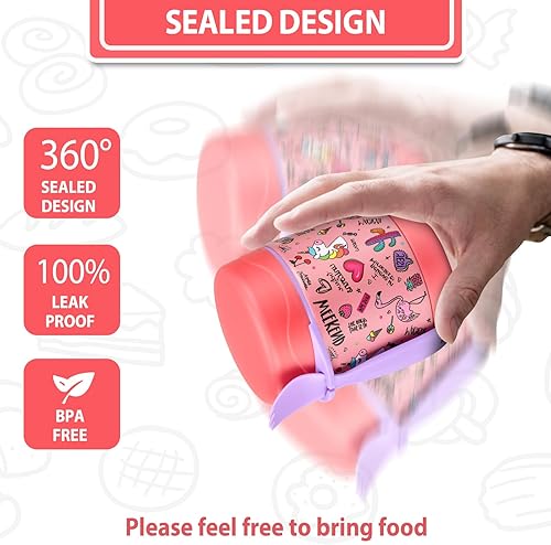 Miniatura 5 de Termo de sopa de 10 oz para comida caliente, tarro con cuchara para niños, recipiente aislado a prueba de fugas, de acero inoxidable, boca ancha,