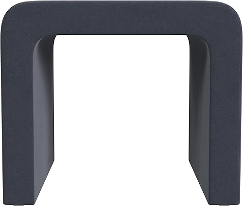 HomePop Modern Arch - Otomana de terciopelo para decoración del hogar, otomana para sala de estar y dormitorio, terciopelo azul acero