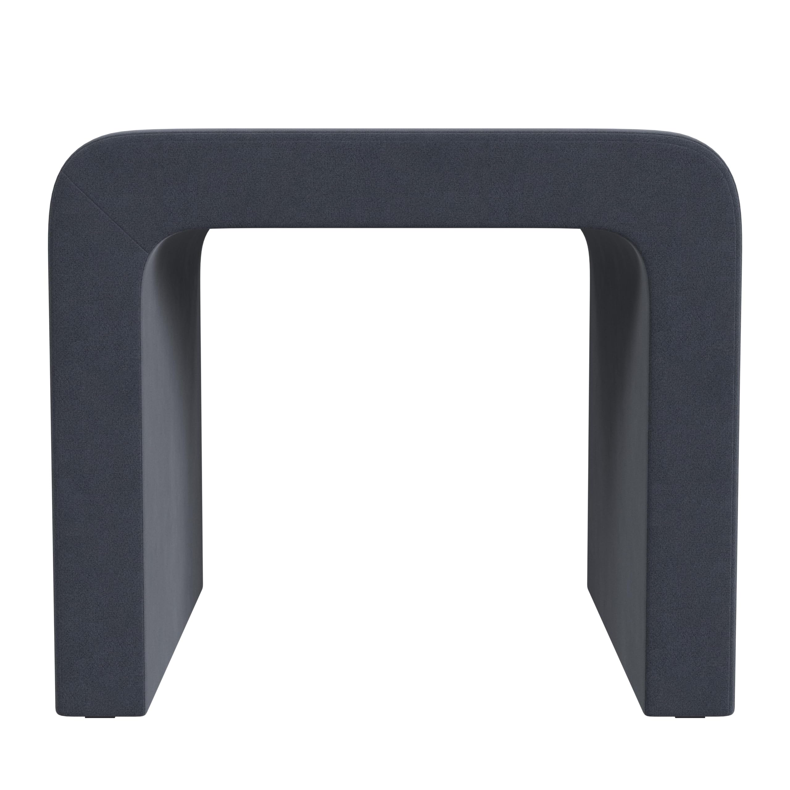 HomePop Modern Arch Velvet Ottoman Home Décor|Ottoman for Living Room & Bedroom - Steel Blue Velvet