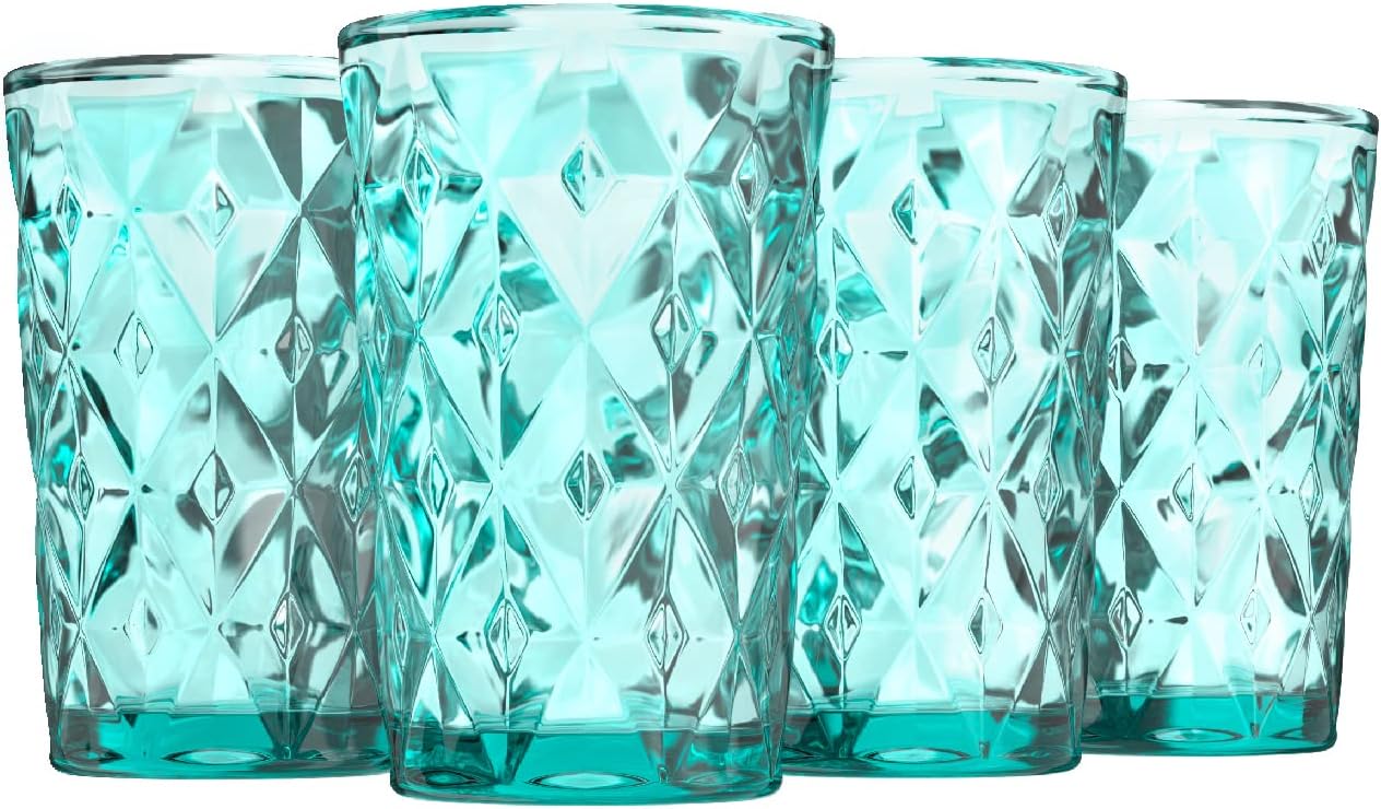 Greenline Goods Green 12 oz Diamond Highball Glasses
