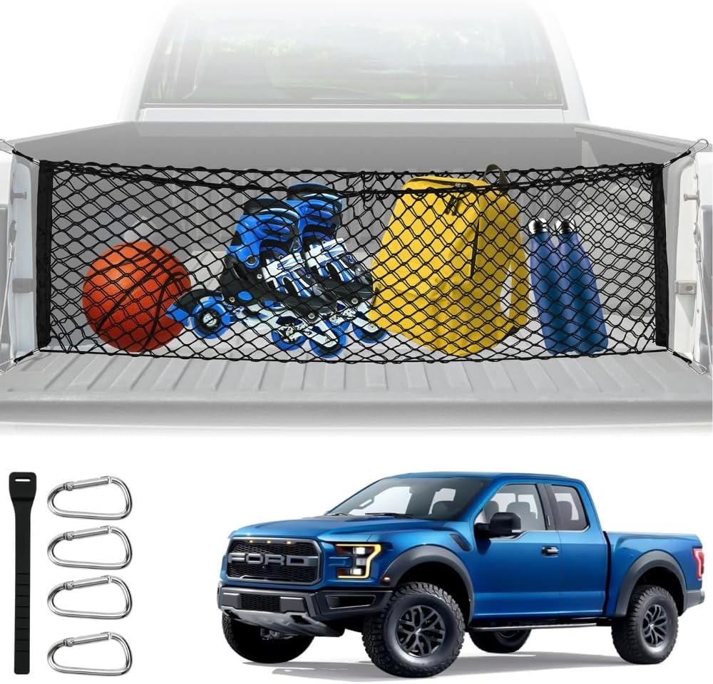 Truck Bed Cargo Net - 54" X 18" Orange Polypropylene Net, Heavy Duty