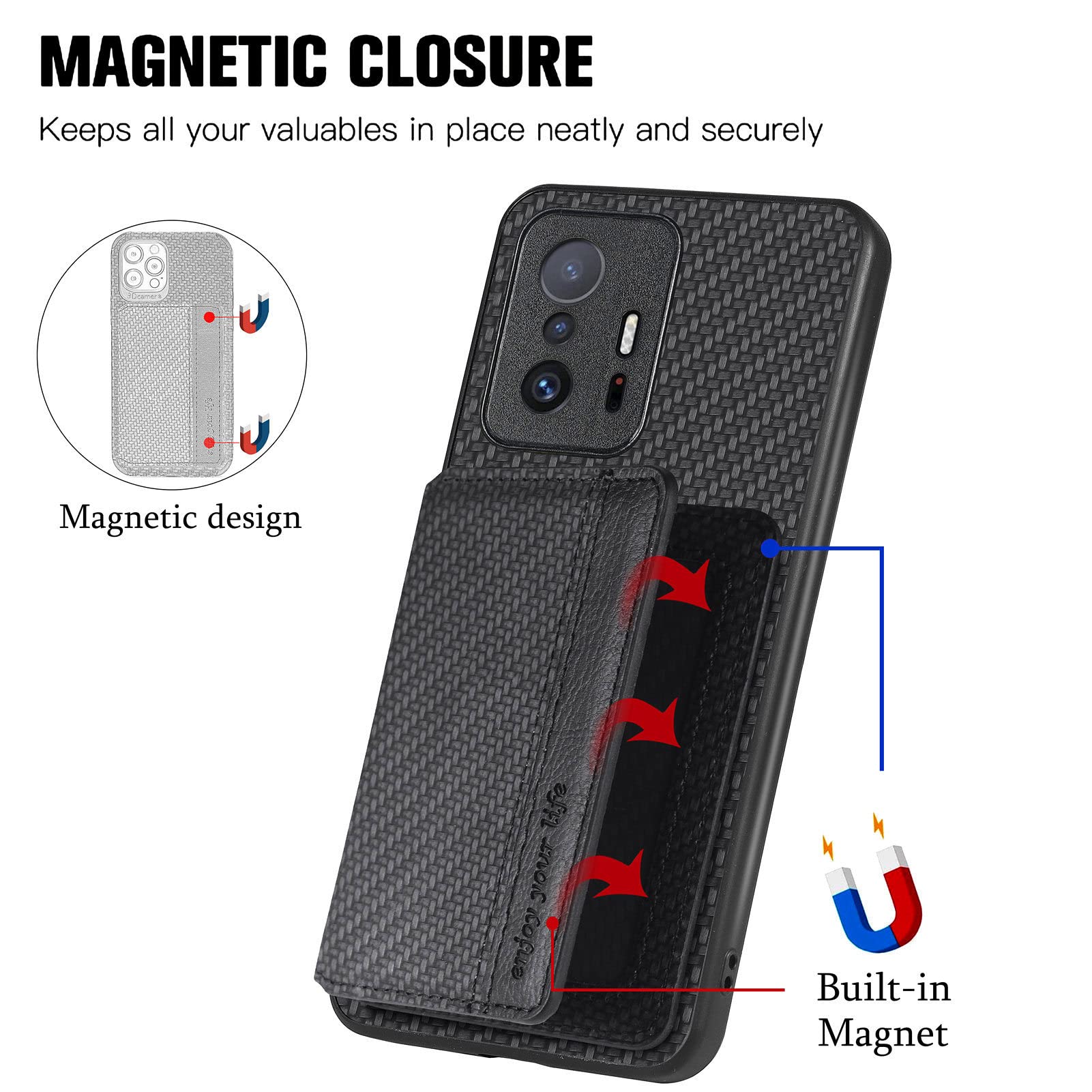 Custodia MOJIA Per Xiaomi Mi 10T / 10T Pro – Verde, Con Portacarte RFID E Supporto - 5