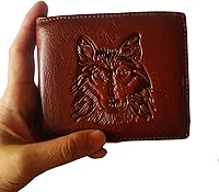 Vista 70 de Hombres Cool Eagle Wolf Caballo Totem Cuero Vaca Vertical Cartera Cremallera Multi-tarjeta Titular, Tótem de caballo, Minimalista