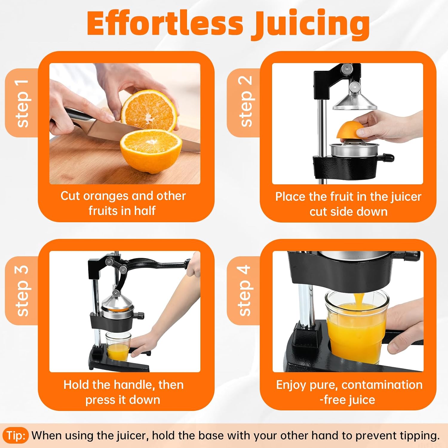 Cast Iron Manual Citrus Juicer Press, Commercial Heavy Duty Cast Iron Fruit Juicer for Home Kitchen, Professional Manual Juicer Press for Orange or Lemon, Easy to Clean and Use, High Juice Yield