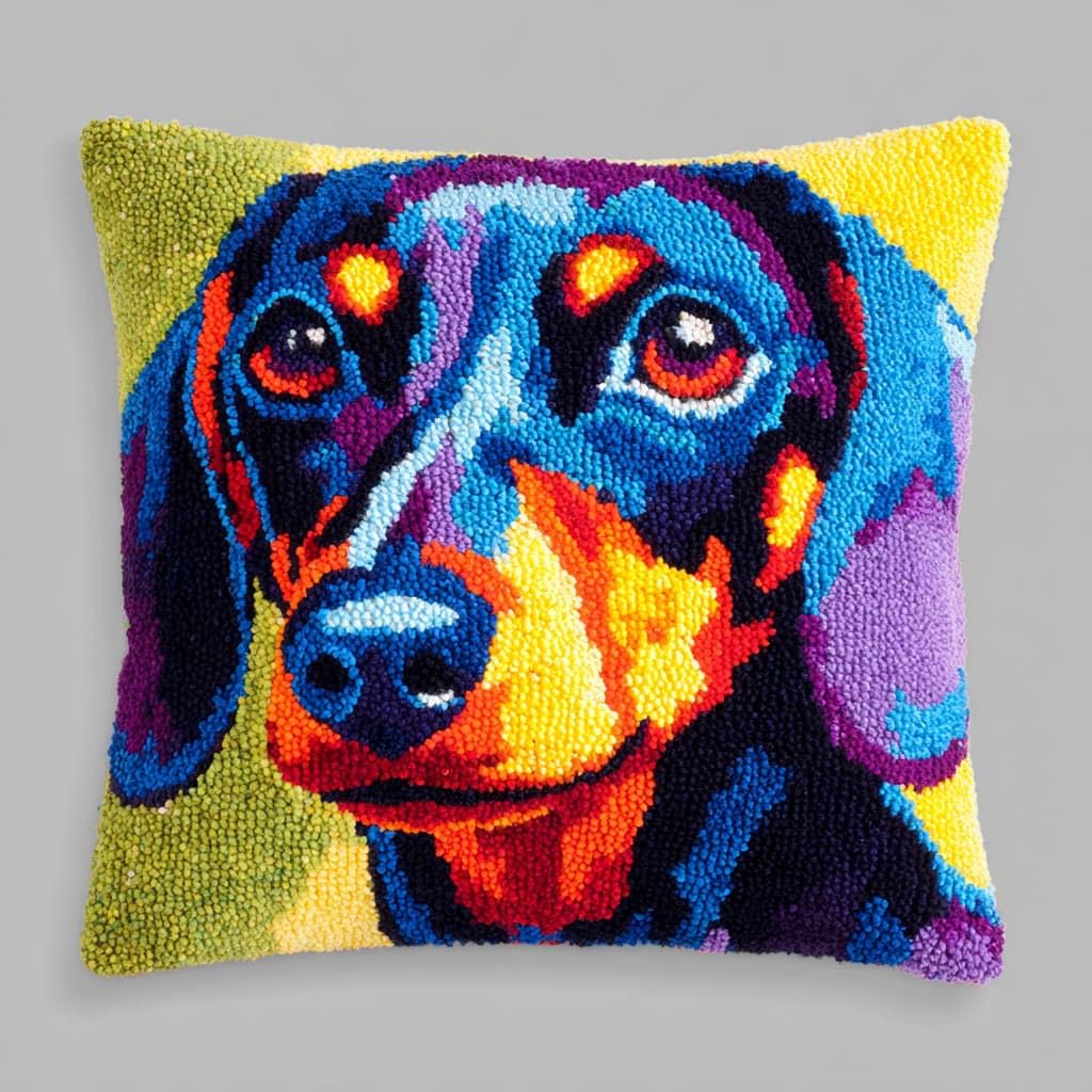 Henypt DIY Latch Hook Cushions Kits Dog