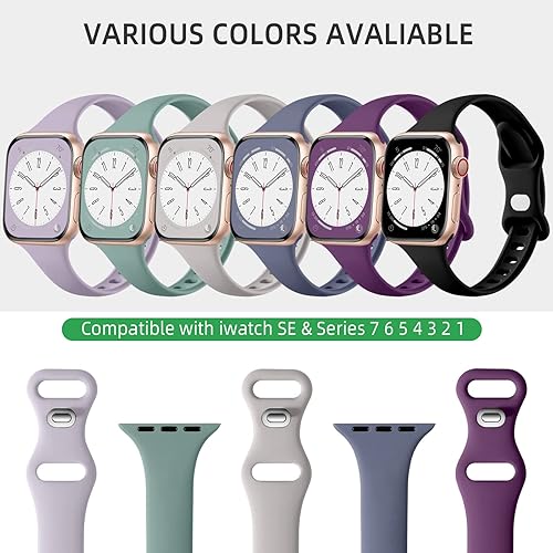 Miniatura 3 de Lerobo Paquete de 6 correas deportivas de silicona compatibles con Apple Watch Series 7, 8, SE, 6, 5, 4, 3, 2, 1