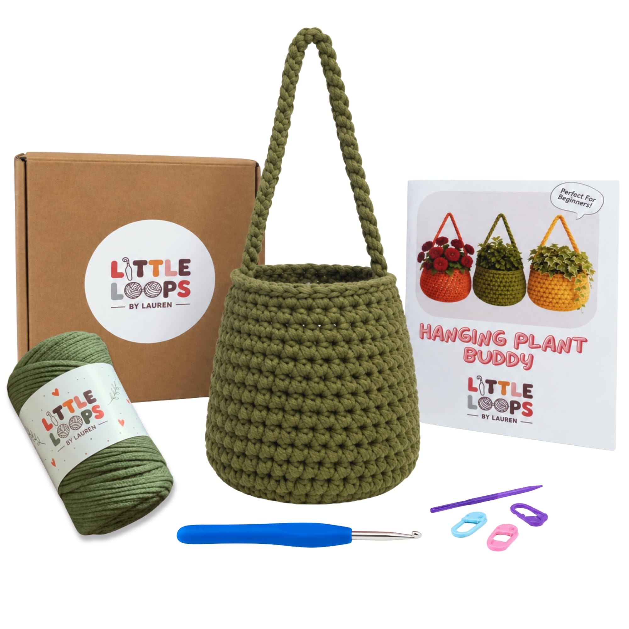 Little Loops by Lauren Crochet Kit for Beginners – Plant Basket Kit — image 1