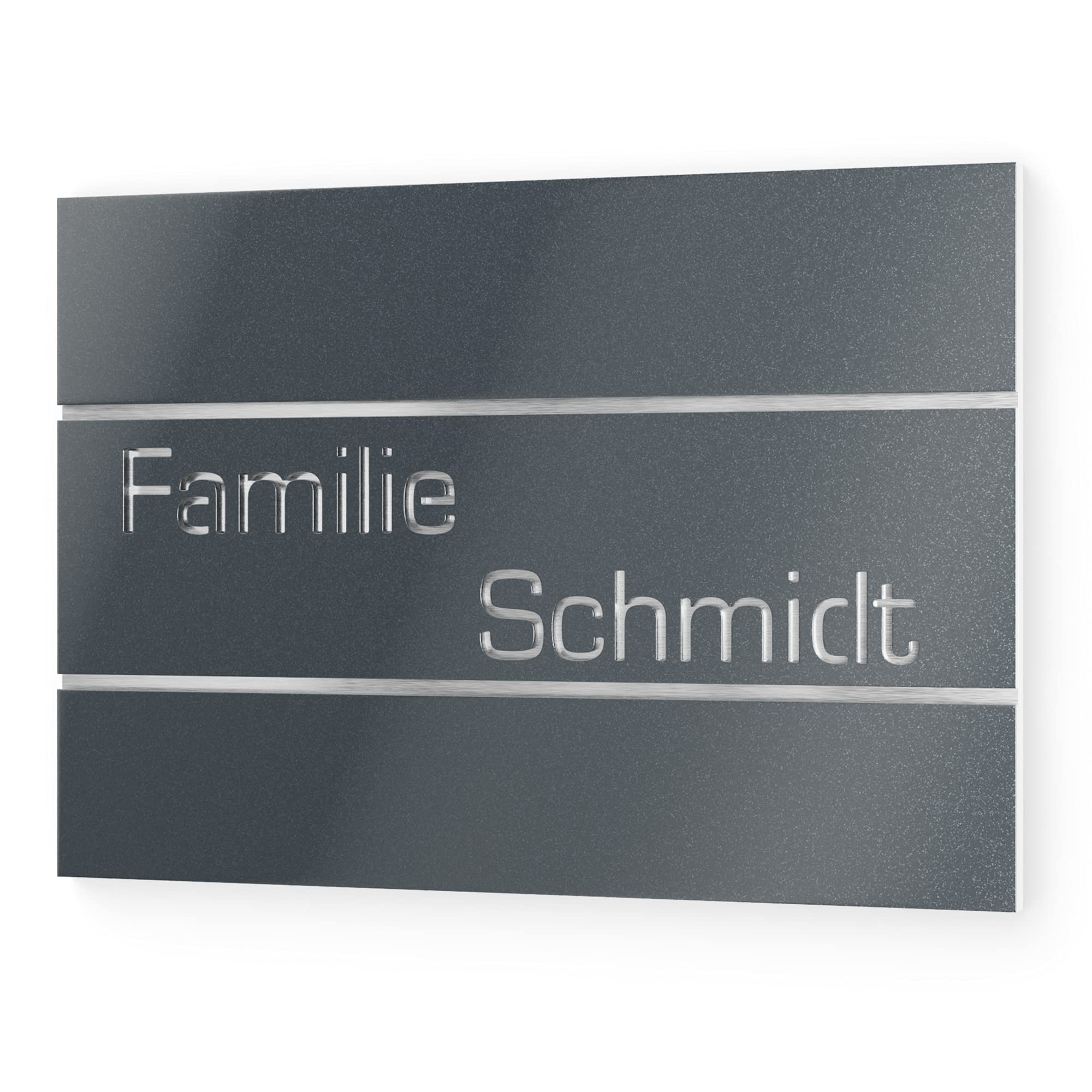 Türschild aus V2A Edelstahl 250x175mm - Anthrazit Metallic - Wetterfest Rostfrei Individuell anpassbar - Made in Germany