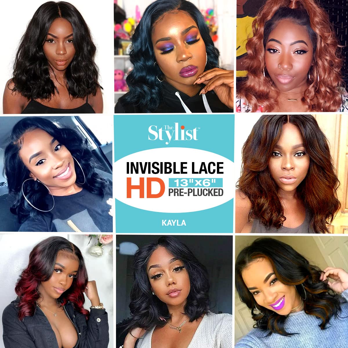 GLAM21USA HD LACE Front Loose Wave 13X6 Glueless Invisible Transparent Lace Frontal Wig Human Hair Blend Preplucked Hairline Swiss-Lace Heat Friendly Synthetic Wigs - Kayla (OET1B/BURG)